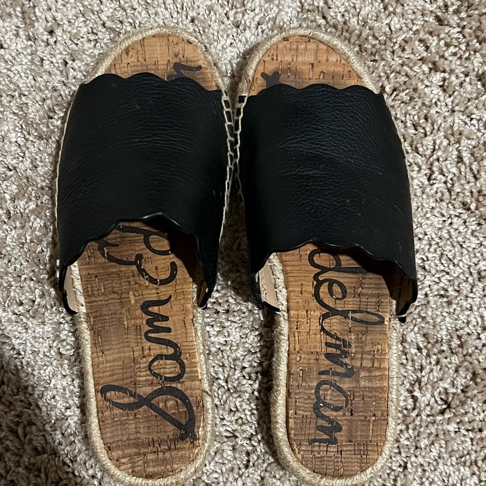 [Sam Edelman] Andy Black Leather Espadrille Sandals